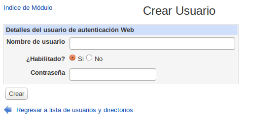 Craer usuario en Webmin
