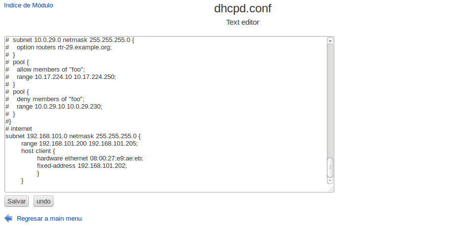 Configuración Webmin